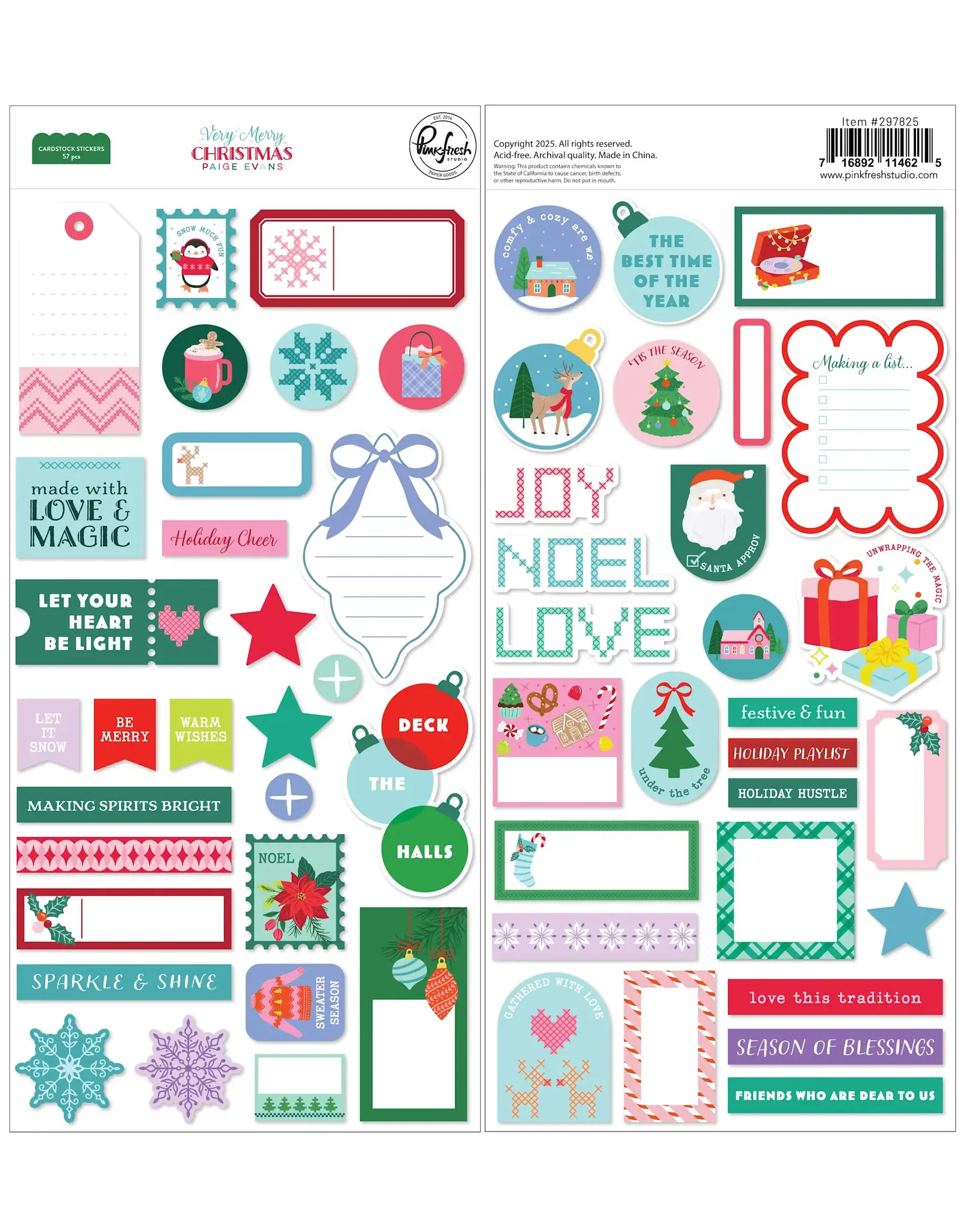 PINKFRESH PINKFRESH STUDIO VERY MERRY CHRISTMAS CARDSTOCK STICKERS