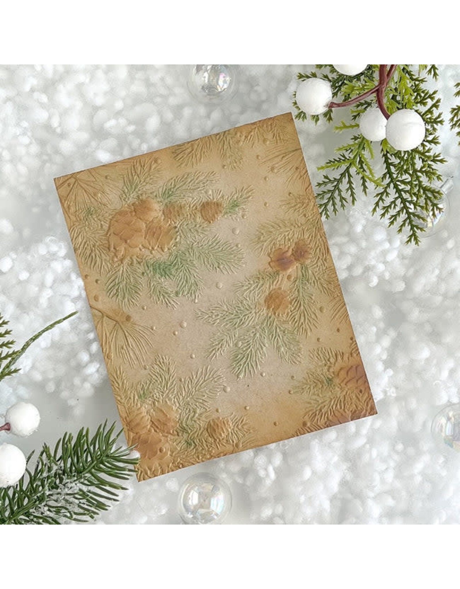 HONEY BEE HONEY BEE STAMPS SNOWY PINES 3D EMBOSSING FOLDER
