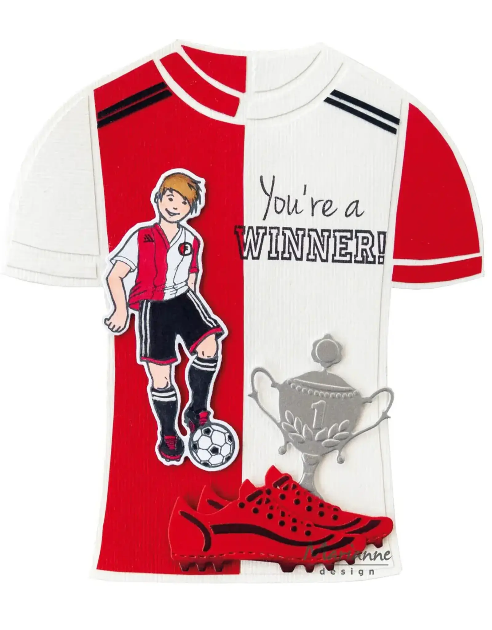 MARIANNE DESIGNS MARIANNE DESIGN HETTY'S SOCCER PLAYER CLEAR ART STAMP & DIE SET