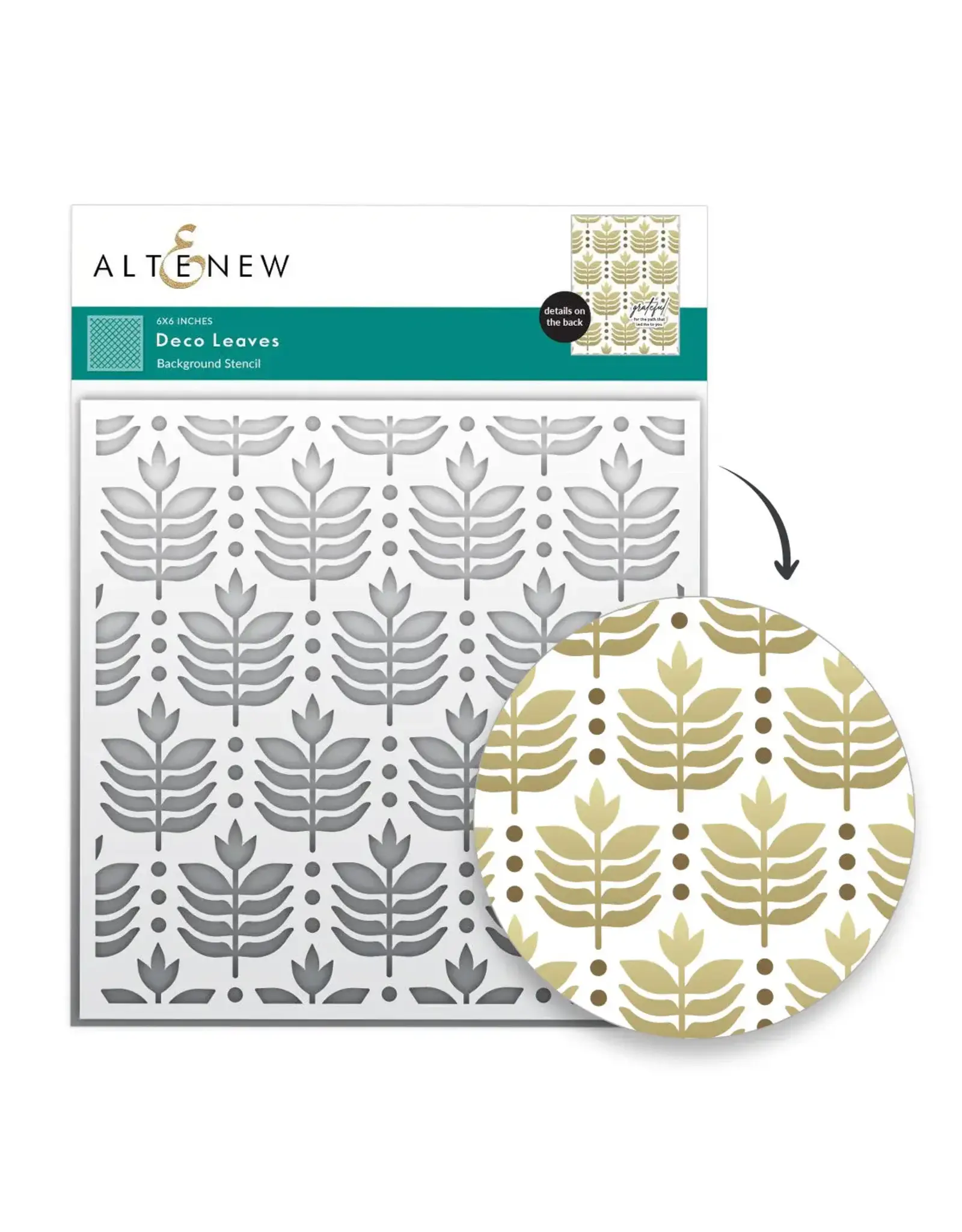 ALTENEW ALTENEW DECO LEAVES 6x6 BACKGROUND STENCIL
