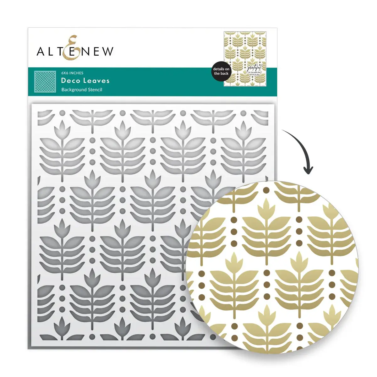 ALTENEW ALTENEW DECO LEAVES 6x6 BACKGROUND STENCIL
