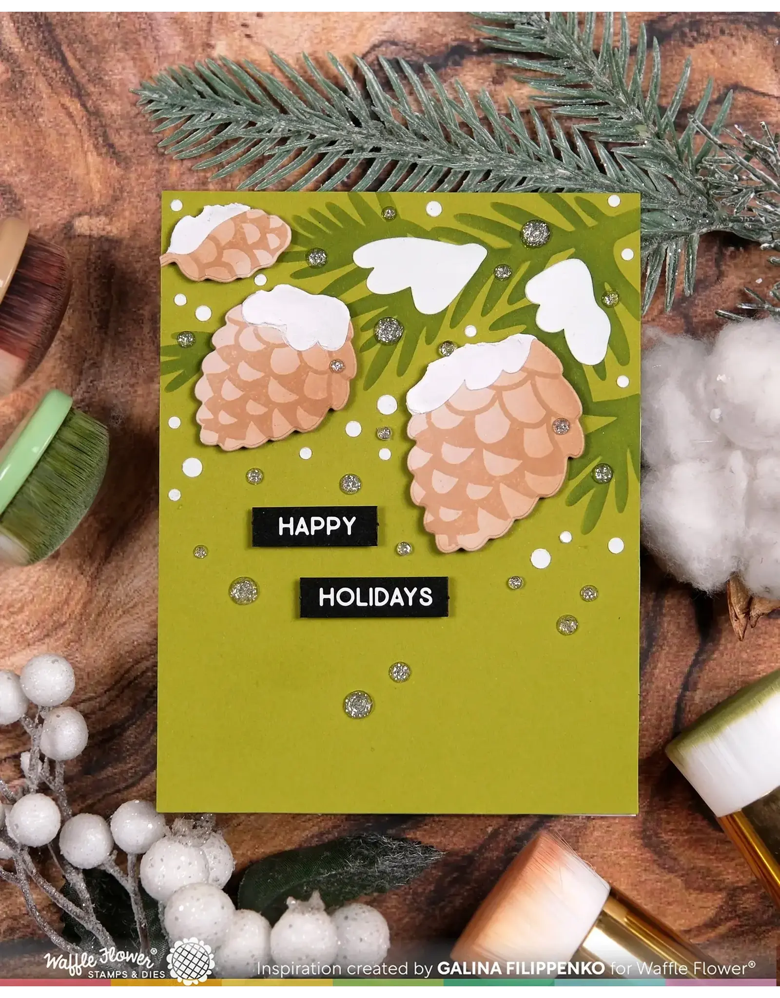 WAFFLE FLOWER WAFFLE FLOWER SNOWCAPPED PINECONE STENCIL SET