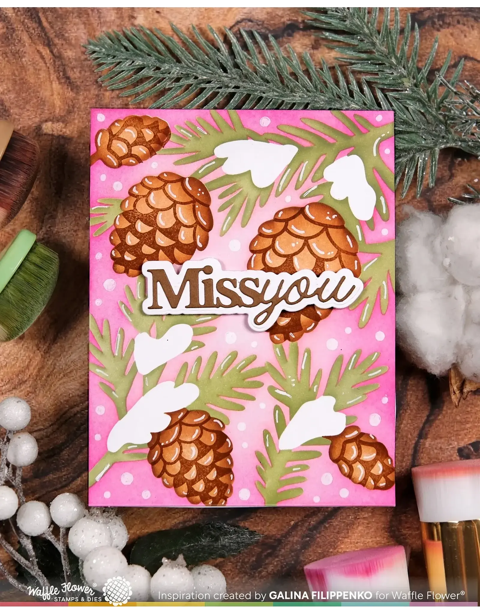 WAFFLE FLOWER WAFFLE FLOWER SNOWCAPPED PINECONE STENCIL SET