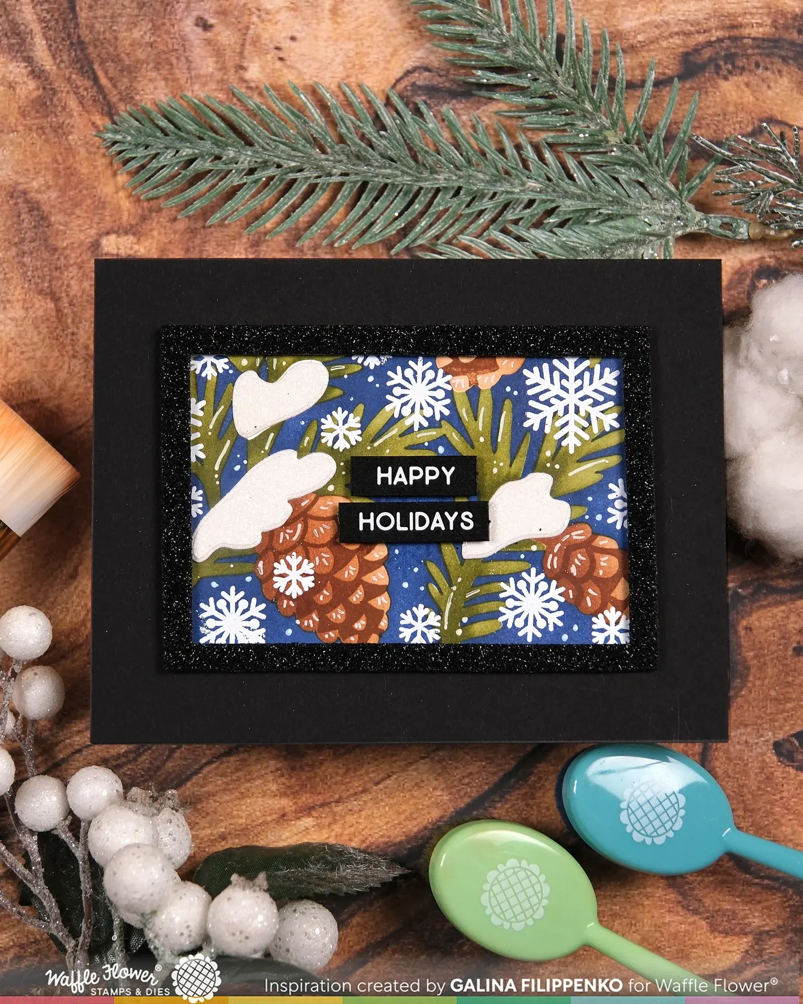 WAFFLE FLOWER WAFFLE FLOWER SNOWCAPPED PINECONE DETAILS CLEAR STAMP SET