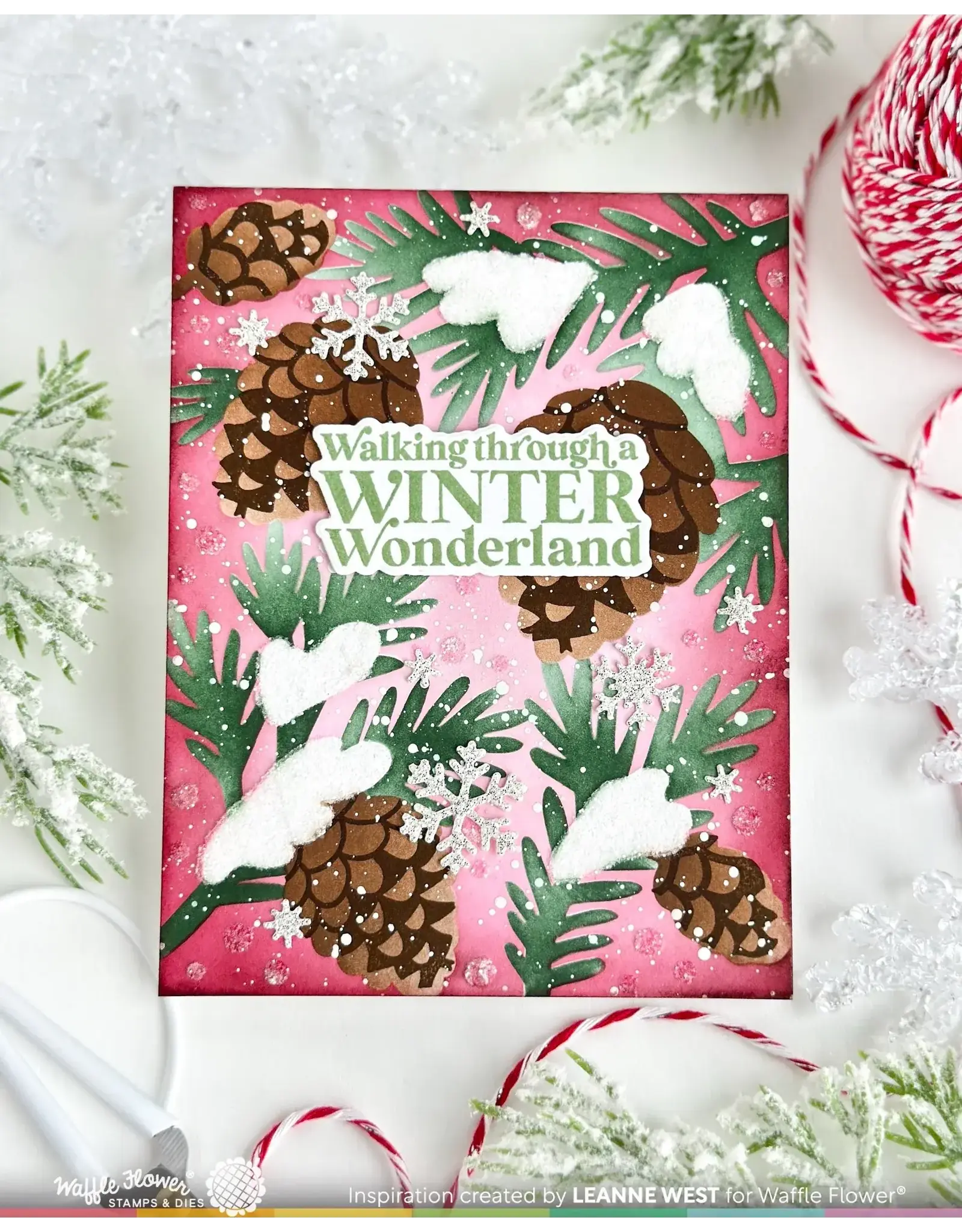 WAFFLE FLOWER WAFFLE FLOWER SNOWCAPPED PINECONE DETAILS CLEAR STAMP SET