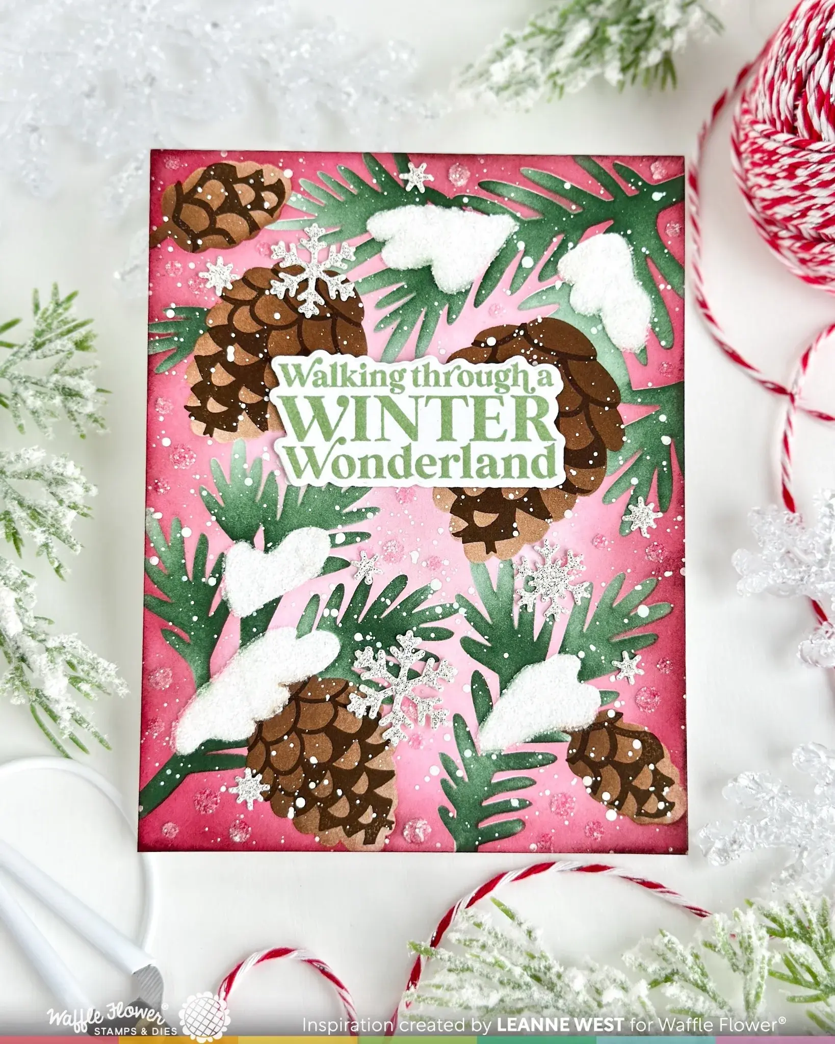 WAFFLE FLOWER WAFFLE FLOWER SNOWCAPPED PINECONE DETAILS CLEAR STAMP SET