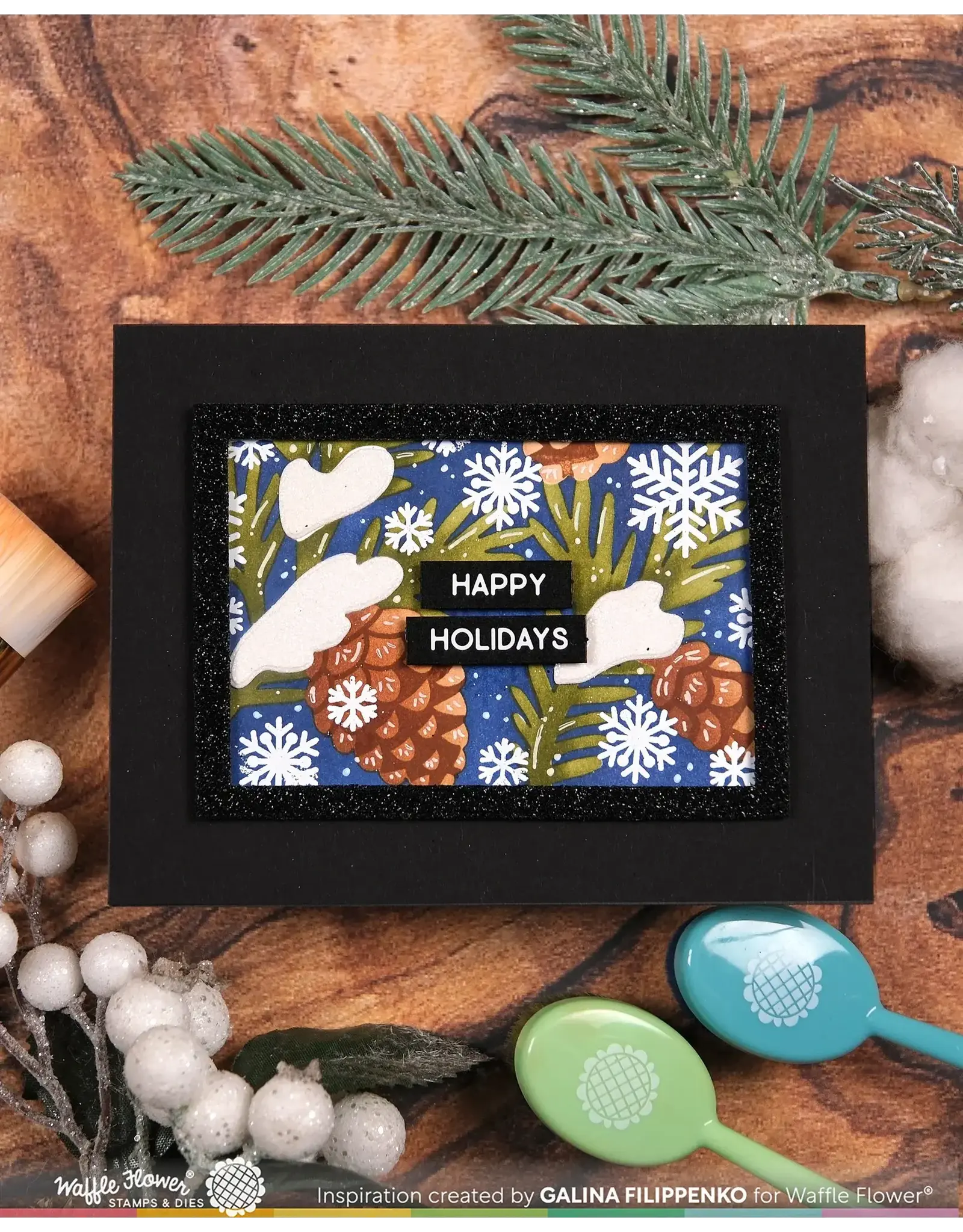 WAFFLE FLOWER WAFFLE FLOWER SNOWCAPPED PINECONE DETAILS CLEAR STAMP SET