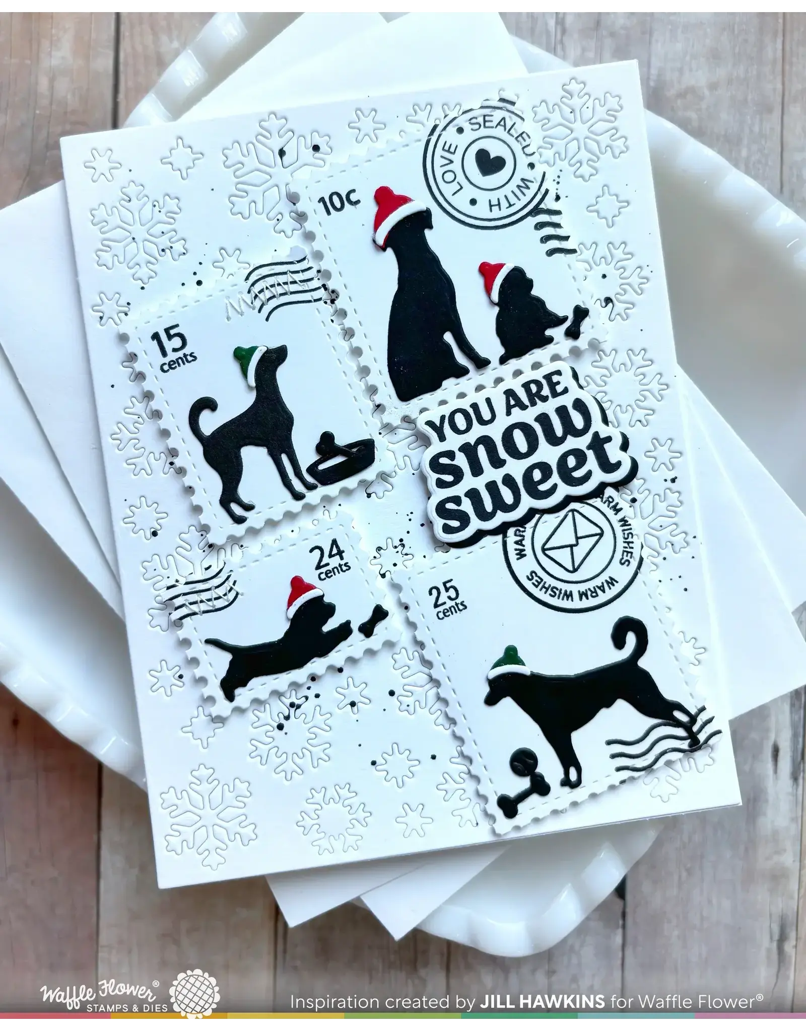 WAFFLE FLOWER WAFFLE FLOWER SNOW ANGEL SENTIMENTS CLEAR STAMP SET AND DIE COMBO