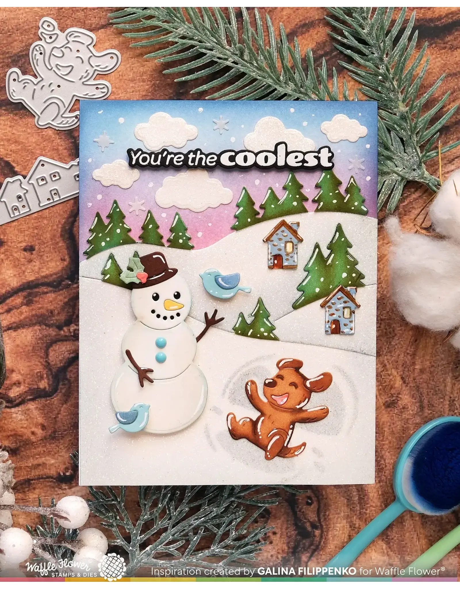 WAFFLE FLOWER WAFFLE FLOWER SNOW ANGEL PUP DUO DIE-N-STENCIL