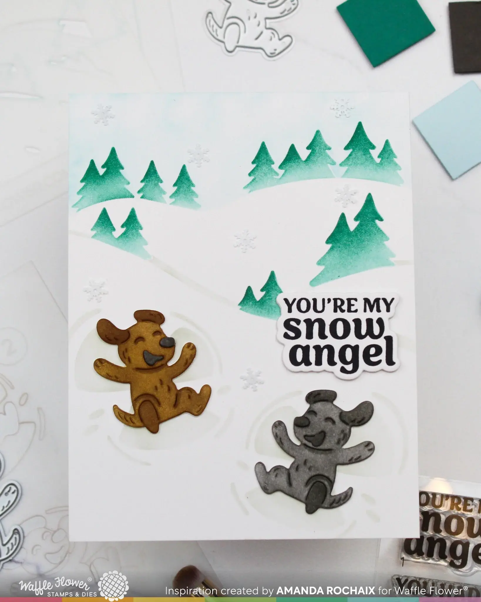WAFFLE FLOWER WAFFLE FLOWER SNOW ANGEL PUP DUO DIE-N-STENCIL