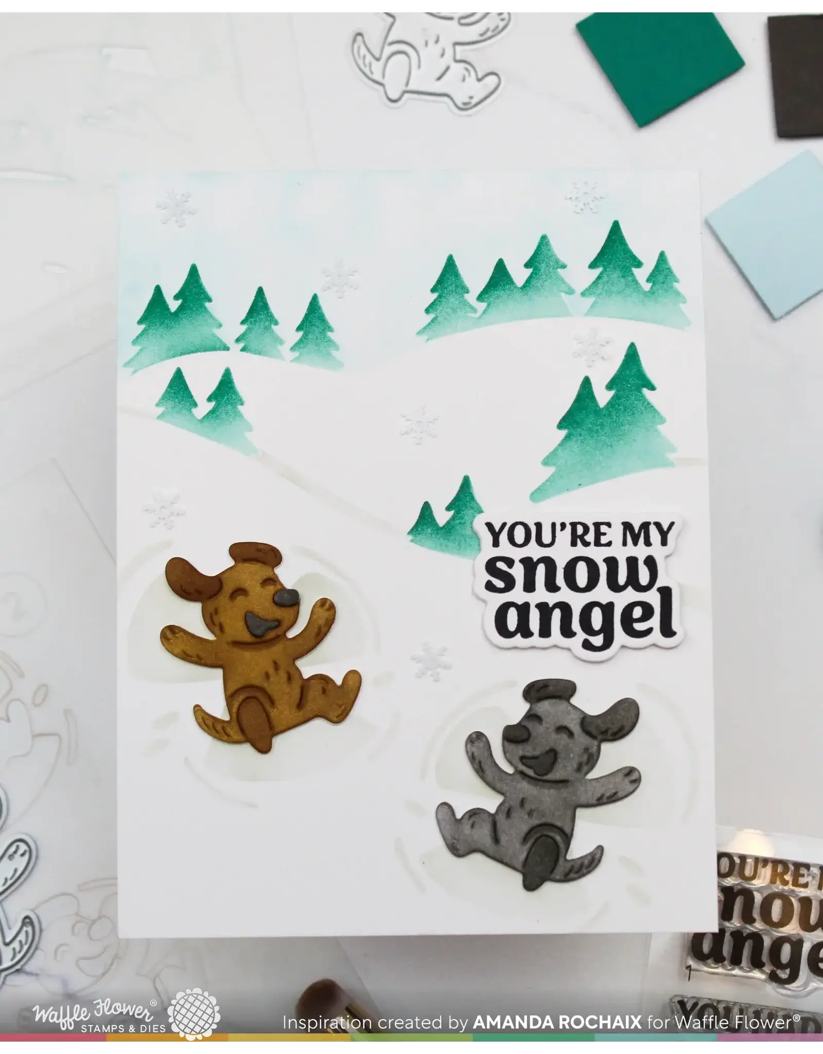 WAFFLE FLOWER WAFFLE FLOWER SNOW ANGEL PUP DUO DIE-N-STENCIL