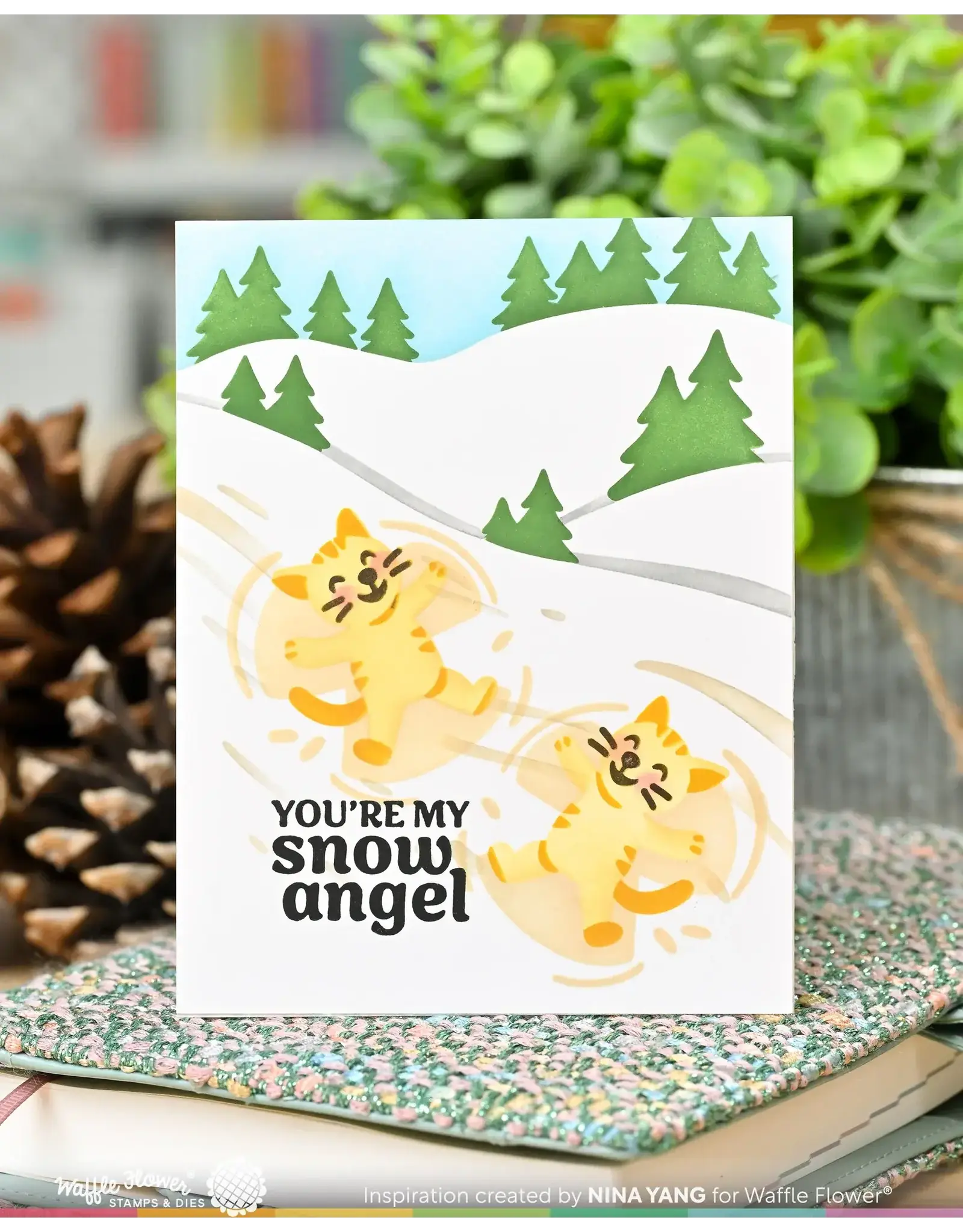 WAFFLE FLOWER WAFFLE FLOWER SNOW ANGEL CAT DUO DIE-N-STENCIL