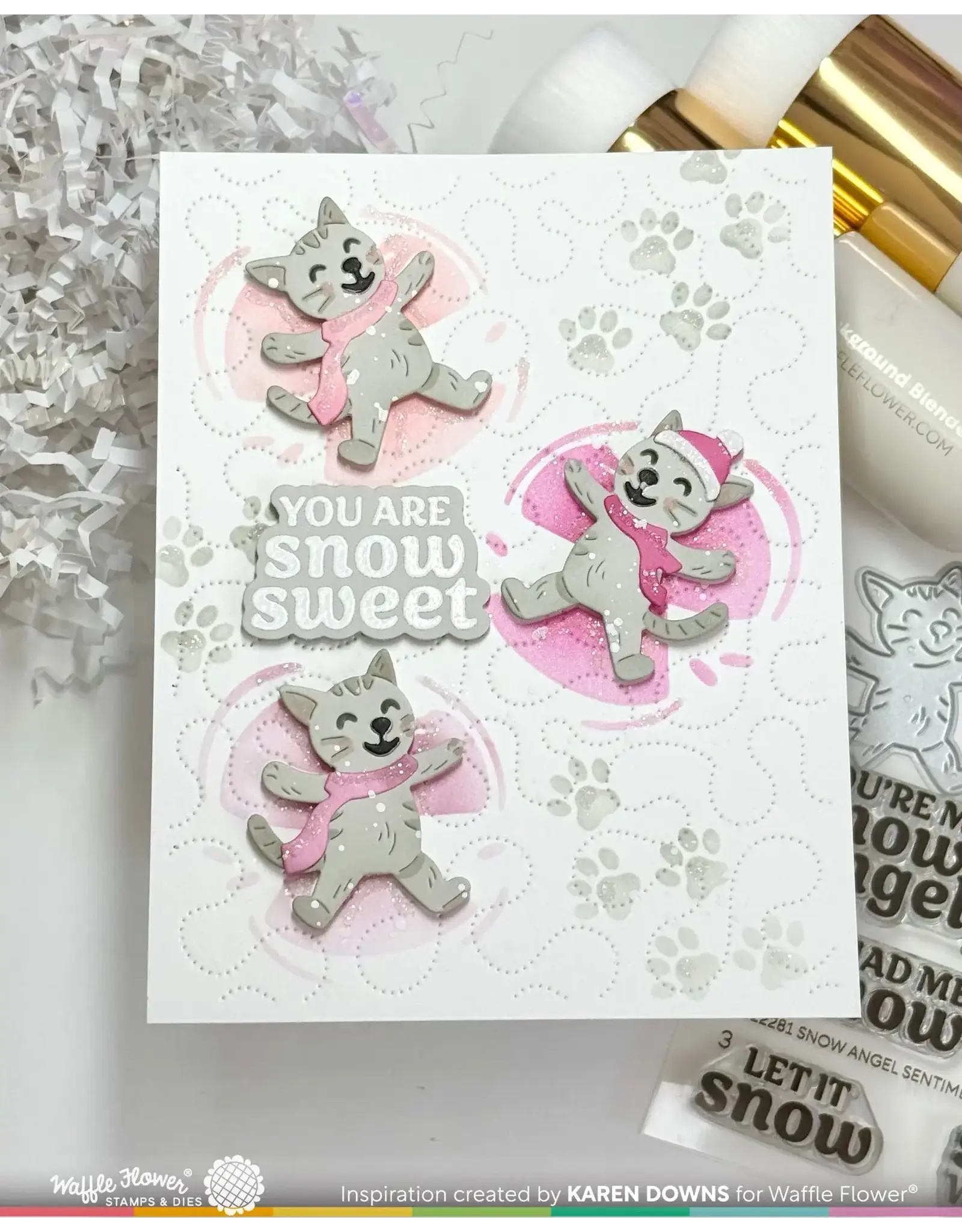 WAFFLE FLOWER WAFFLE FLOWER SNOW ANGEL CAT DUO DIE-N-STENCIL