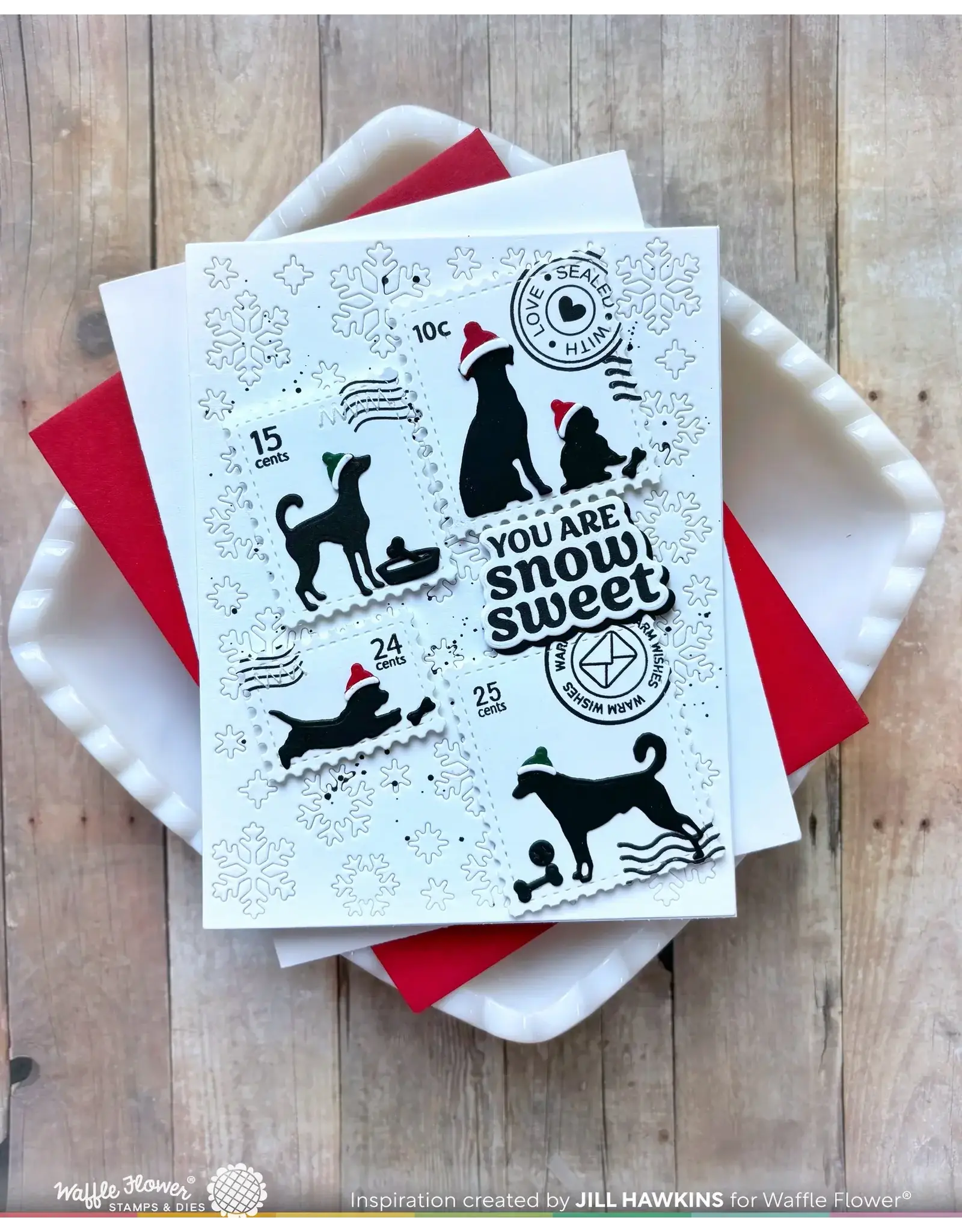 WAFFLE FLOWER WAFFLE FLOWER POSTAGE COLLAGE DOG SILHOUETTES DIE SET