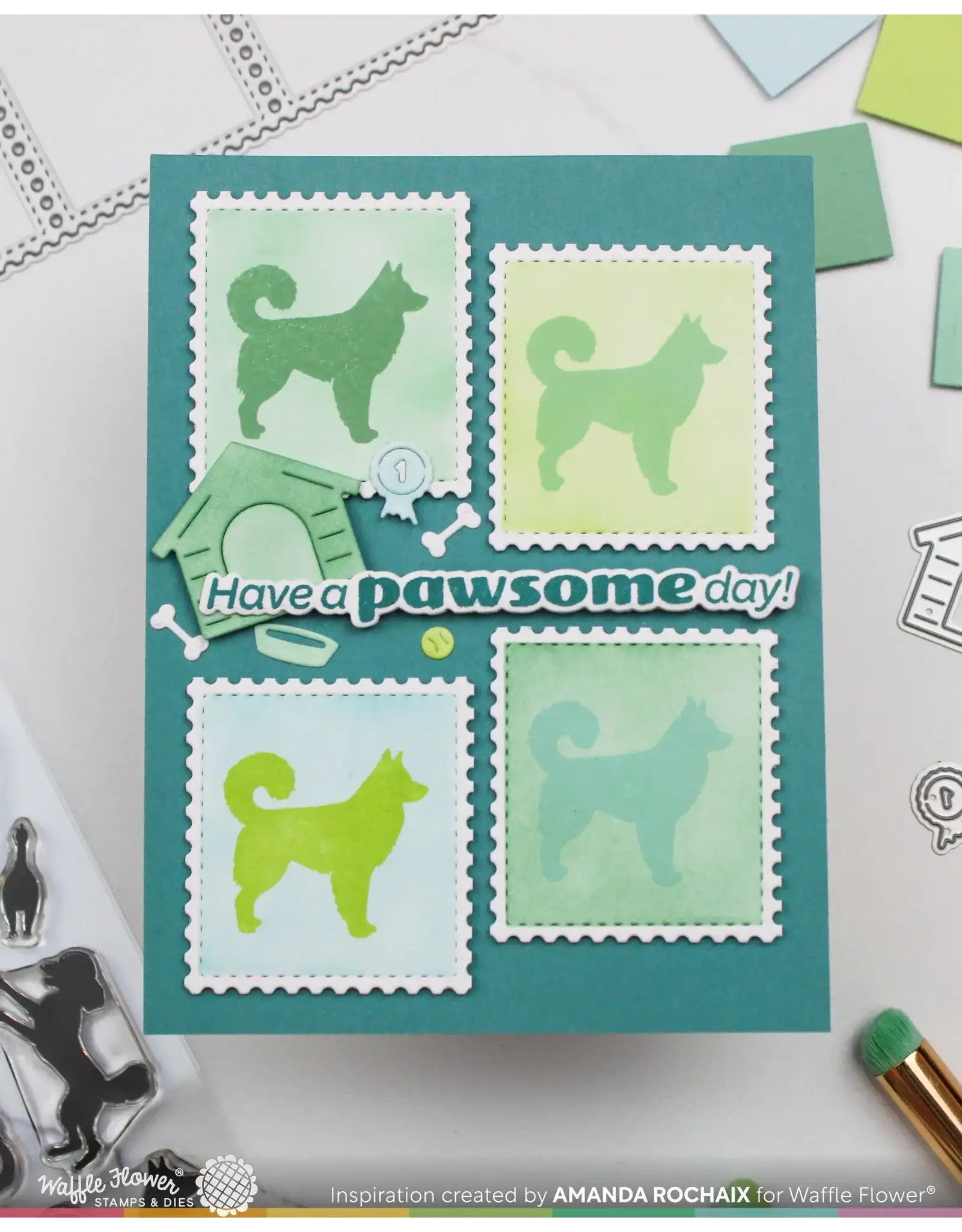 WAFFLE FLOWER WAFFLE FLOWER POSTAGE COLLAGE DOG SILHOUETTES DIE SET