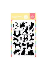 WAFFLE FLOWER WAFFLE FLOWER POSTAGE COLLAGE DOG SILHOUETTES CLEAR STAMP SET