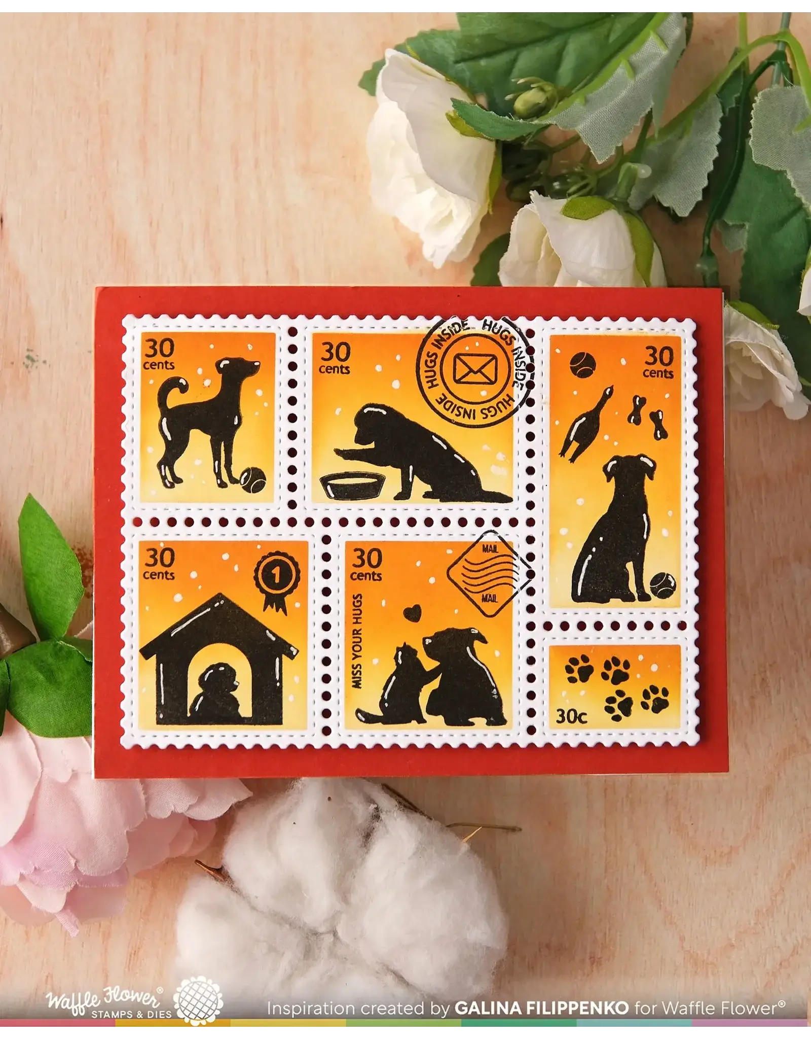 WAFFLE FLOWER WAFFLE FLOWER POSTAGE COLLAGE DOG SILHOUETTES CLEAR STAMP SET