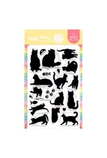 WAFFLE FLOWER WAFFLE FLOWER POSTAGE COLLAGE CAT SILHOUETTES CLEAR STAMP SET