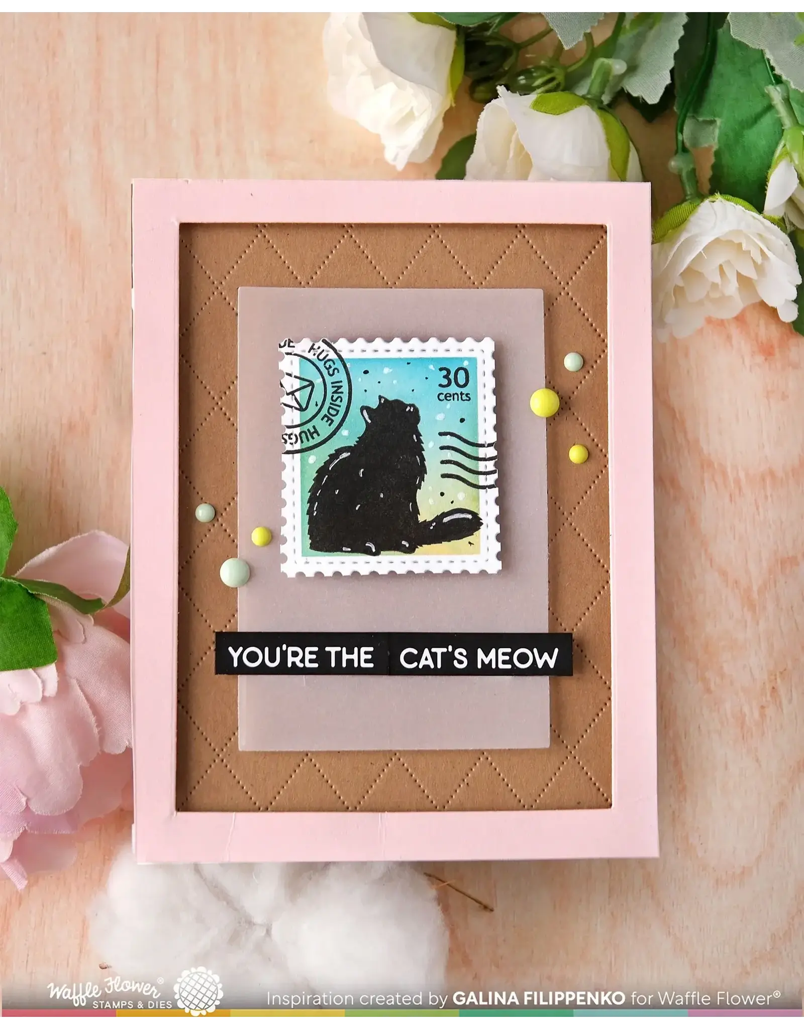 WAFFLE FLOWER WAFFLE FLOWER POSTAGE COLLAGE CAT SILHOUETTES CLEAR STAMP SET