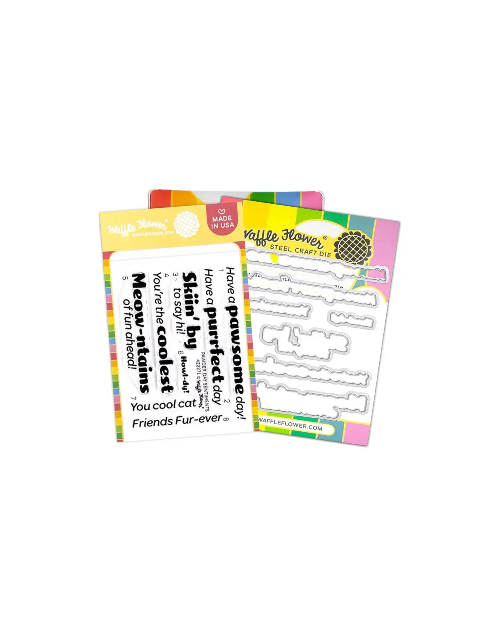 WAFFLE FLOWER WAFFLE FLOWER PAWDER DAY SENTIMENTS CLEAR STAMP SET AND DIE COMBO