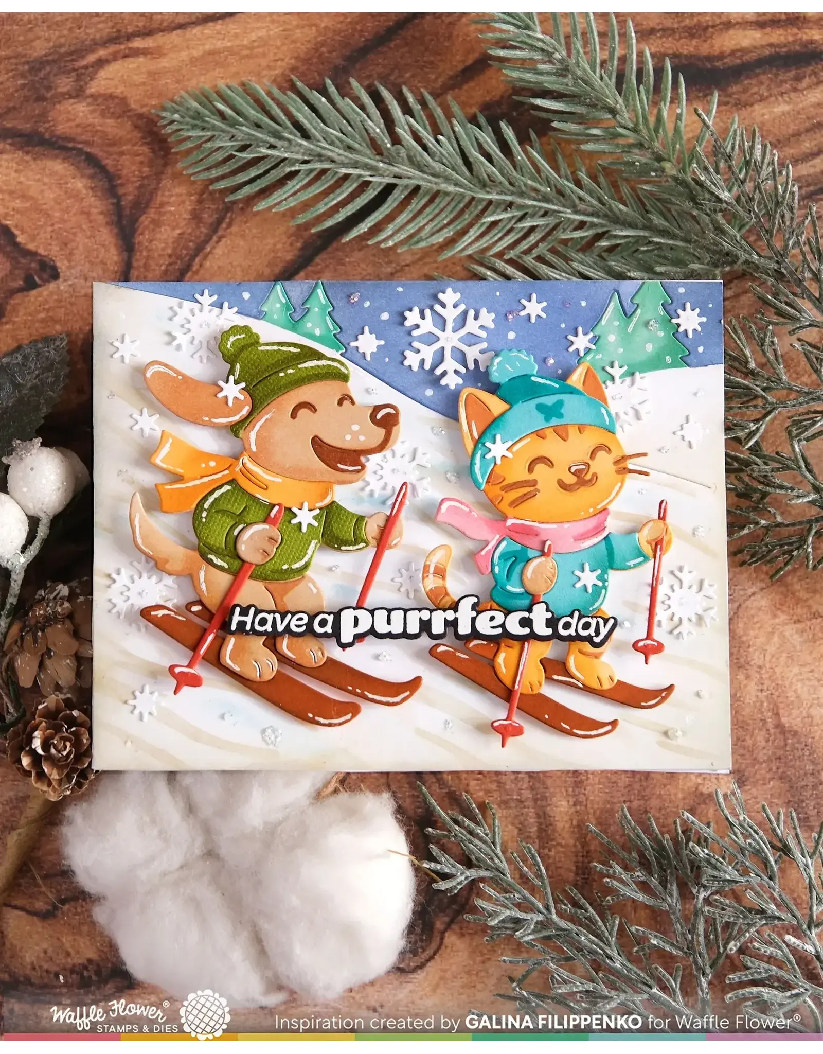 WAFFLE FLOWER WAFFLE FLOWER PAWDER DAY SENTIMENTS CLEAR STAMP SET AND DIE COMBO