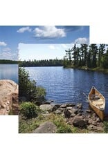 PAPER HOUSE PRODUCTIONS PAPER HOUSE CANOE ON LAKE 12x12 CARDSTOCK