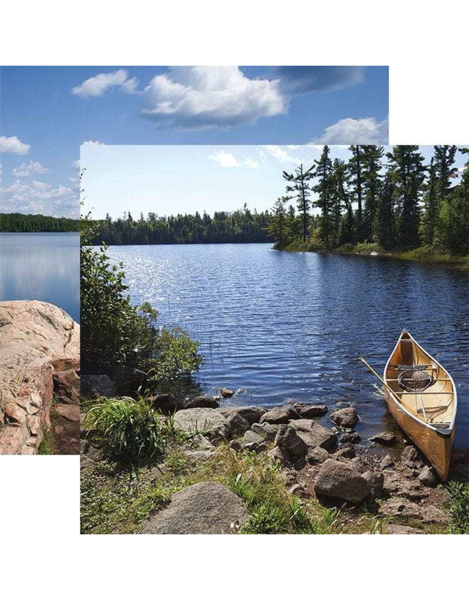 PAPER HOUSE PRODUCTIONS PAPER HOUSE CANOE ON LAKE 12x12 CARDSTOCK