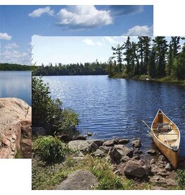 PAPER HOUSE PRODUCTIONS PAPER HOUSE CANOE ON LAKE 12x12 CARDSTOCK