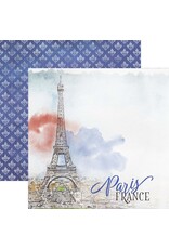 PAPER HOUSE PRODUCTIONS PAPER HOUSE EIFFEL TOWER WATERCOLOR 12x12 CARDSTOCK