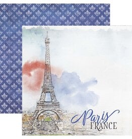 PAPER HOUSE PRODUCTIONS PAPER HOUSE EIFFEL TOWER WATERCOLOR 12x12 CARDSTOCK
