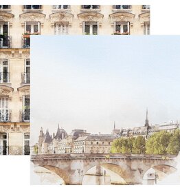 PAPER HOUSE PRODUCTIONS PAPER HOUSE PARIS BRIDGE WATERCOLOR 12x12 CARDSTOCK