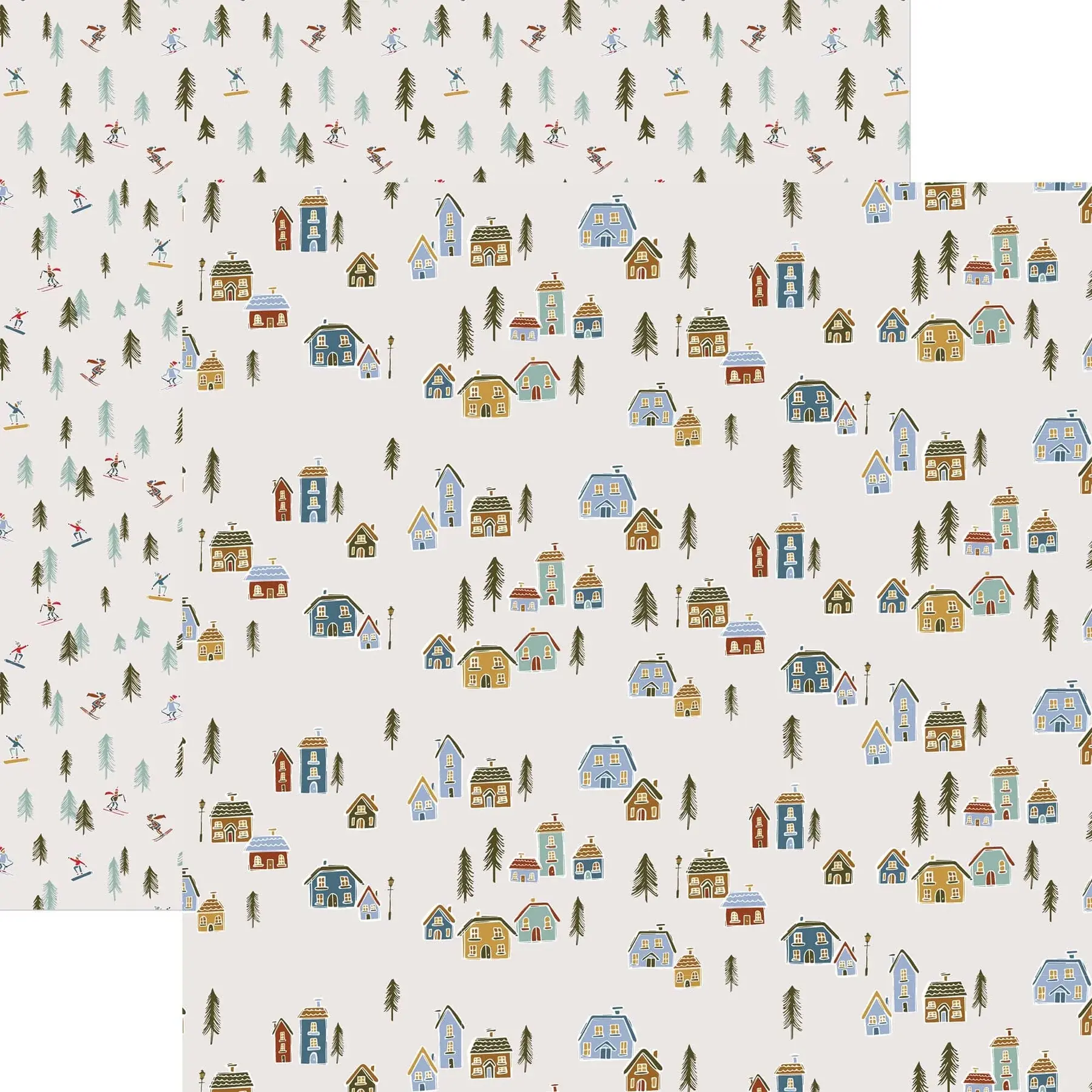 PAPER HOUSE PRODUCTIONS PAPER HOUSE SNOWY CHALETS 12x12 CARDSTOCK