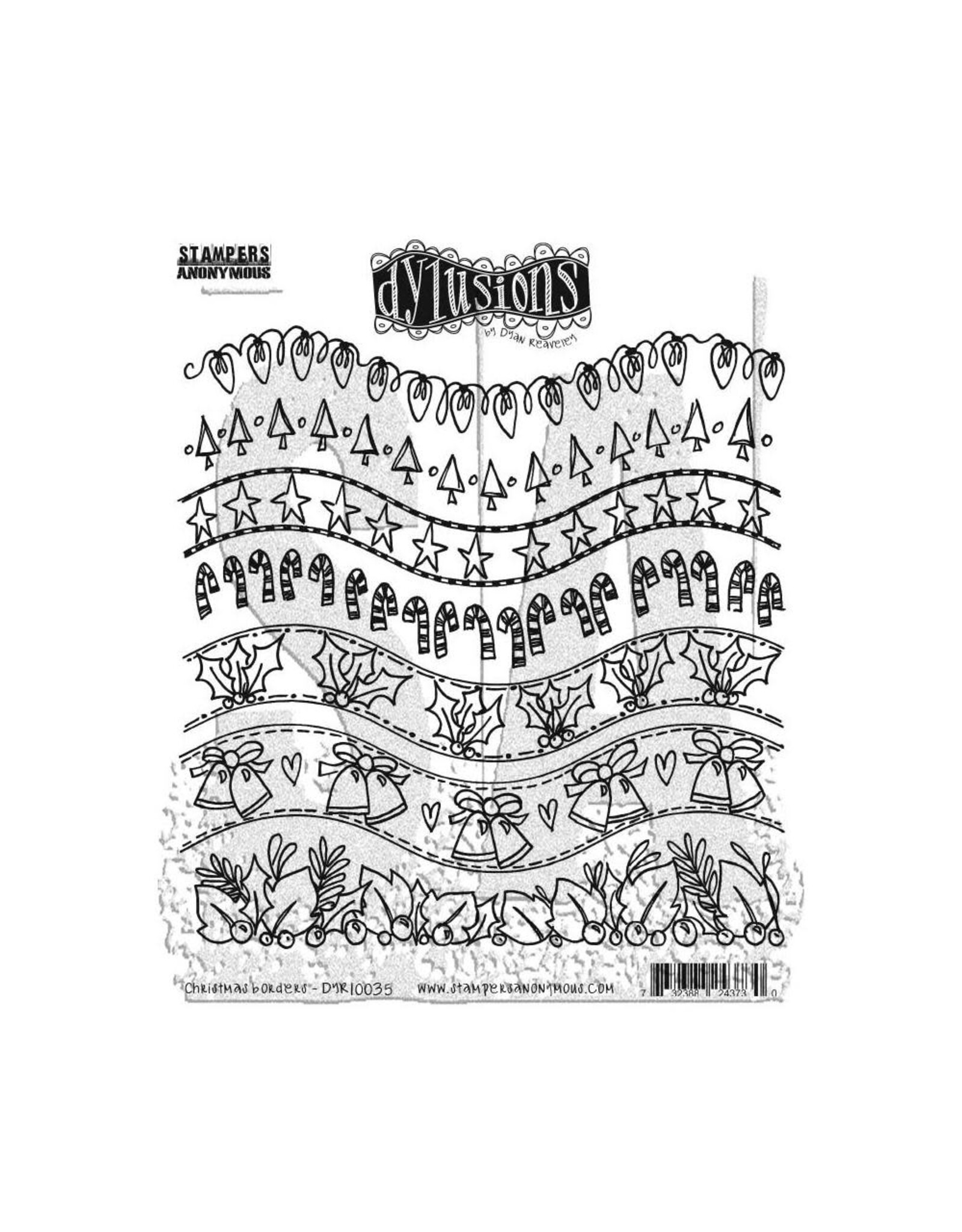 RANGER DYAN REAVELEY DYLUSIONS CHRISTMAS BORDERS CLING STAMP SET