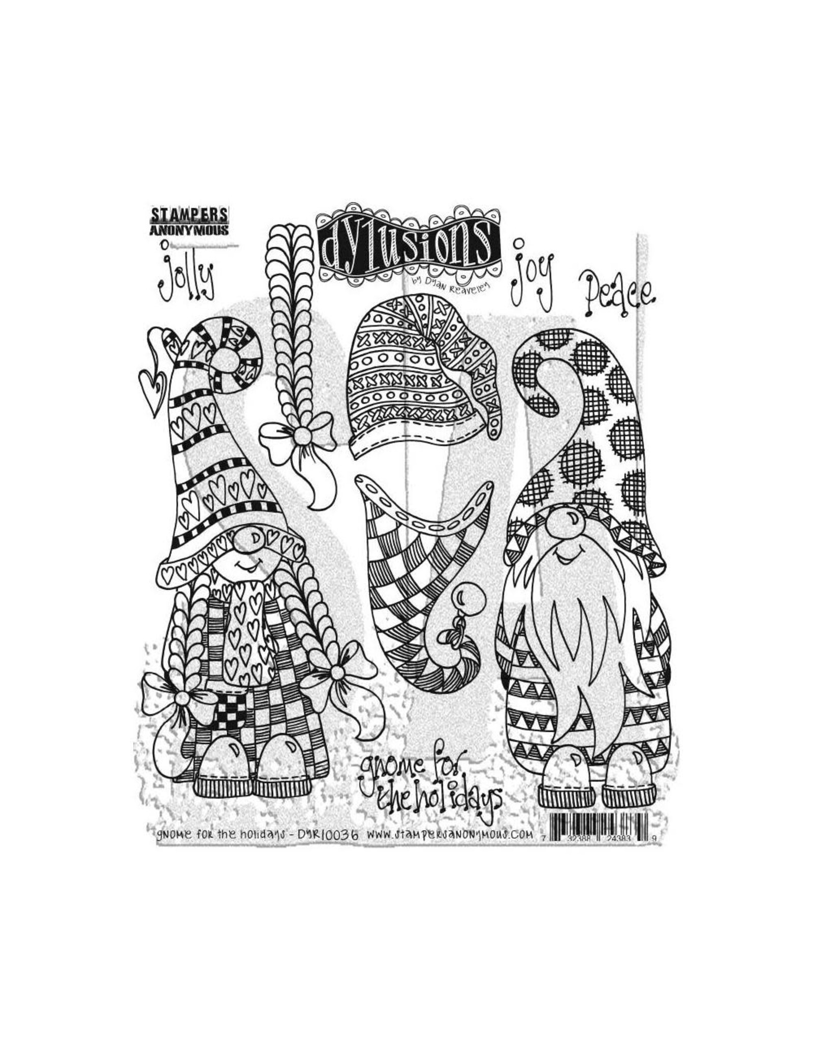 RANGER DYAN REAVELEY DYLUSIONS GNOME FOR THE HOLIDAYS CLING STAMP SET