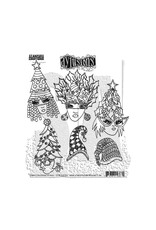 RANGER DYAN REAVELEY DYLUSIONS DINKY CHRISTMAS HEADS CLING STAMP SET