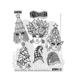 RANGER DYAN REAVELEY DYLUSIONS DINKY CHRISTMAS HEADS CLING STAMP SET