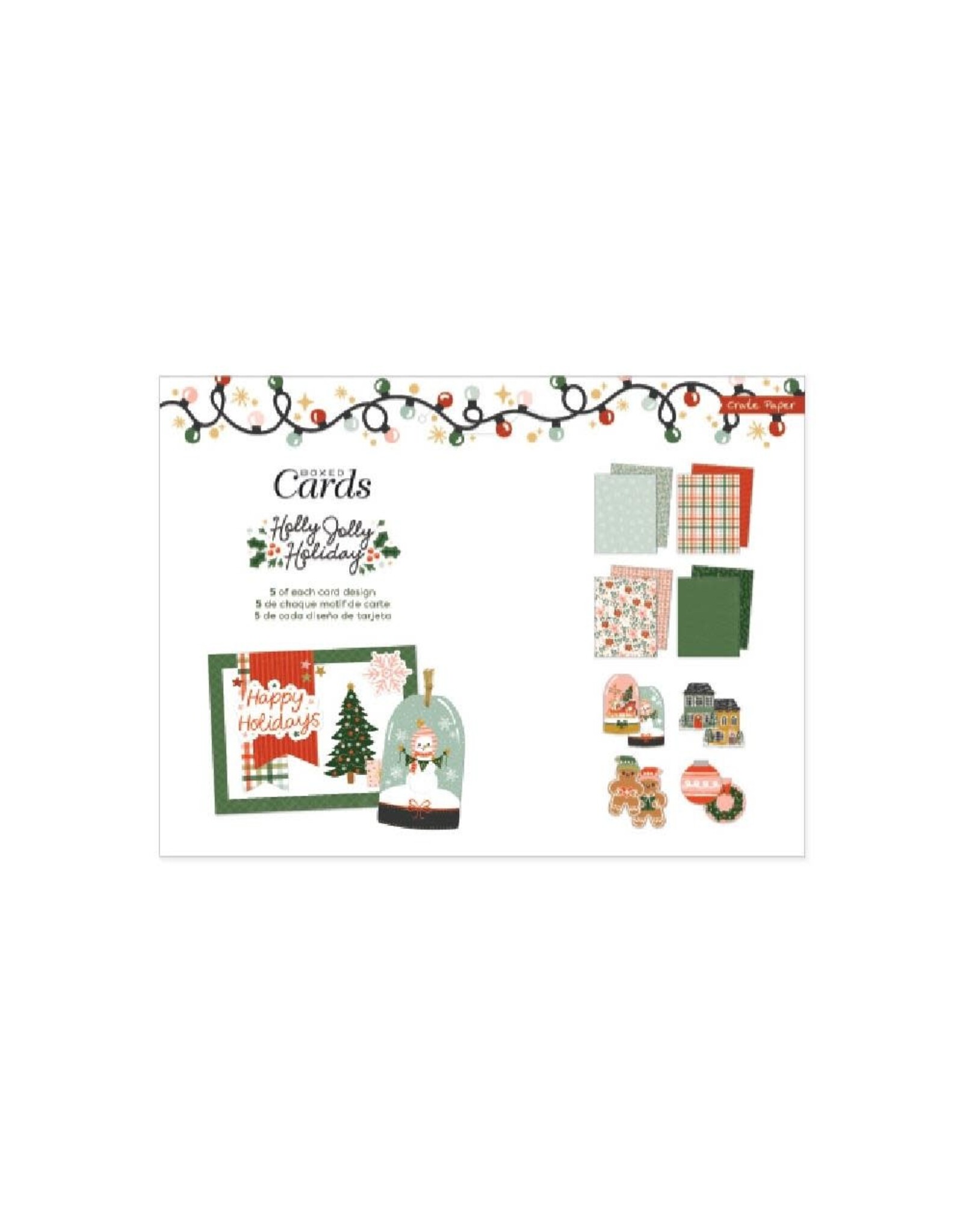 AMERICAN CRAFTS AMERICAN CRAFTS CRATE PAPER HOLLY JOLLY A2 CARDS WITH ENVELOPES 40/PK