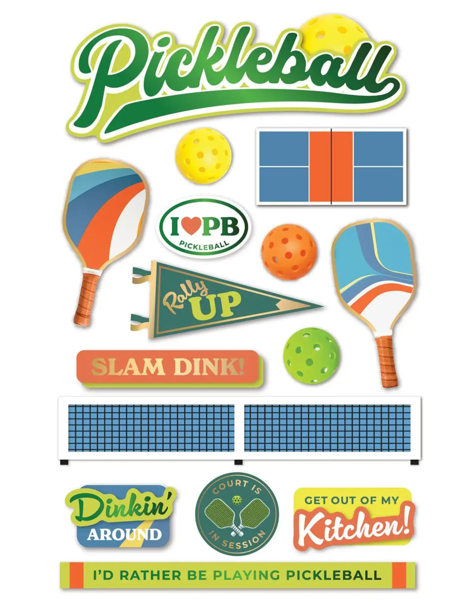 PAPER HOUSE PRODUCTIONS PAPER HOUSE PICKLEBALL 3D STICKERS