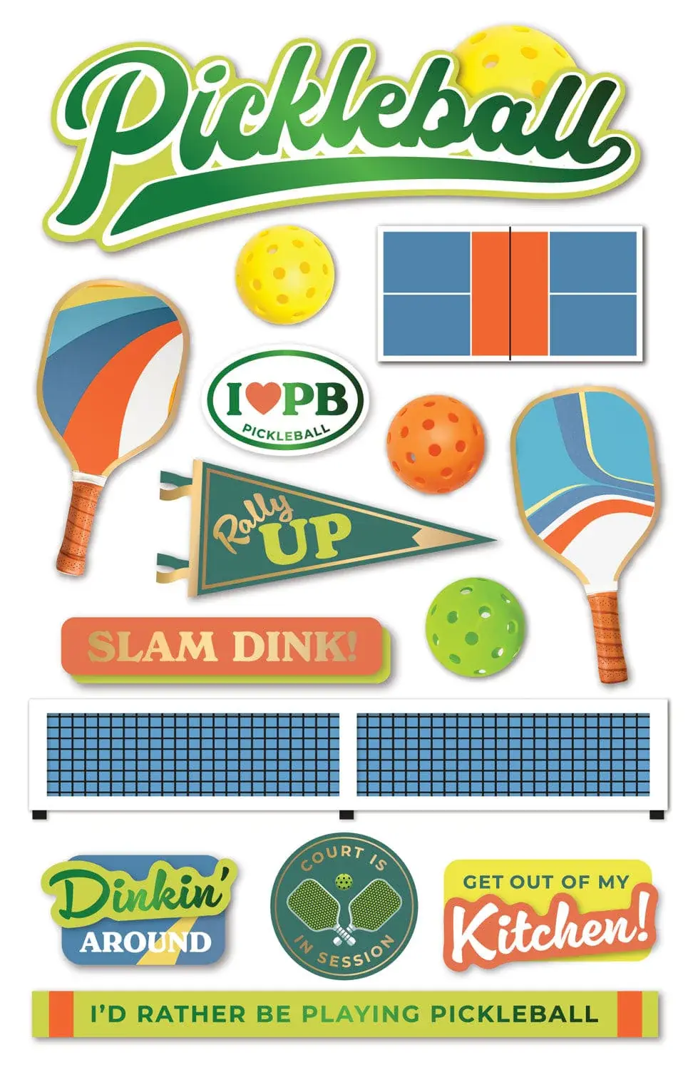 PAPER HOUSE PRODUCTIONS PAPER HOUSE PICKLEBALL 3D STICKERS