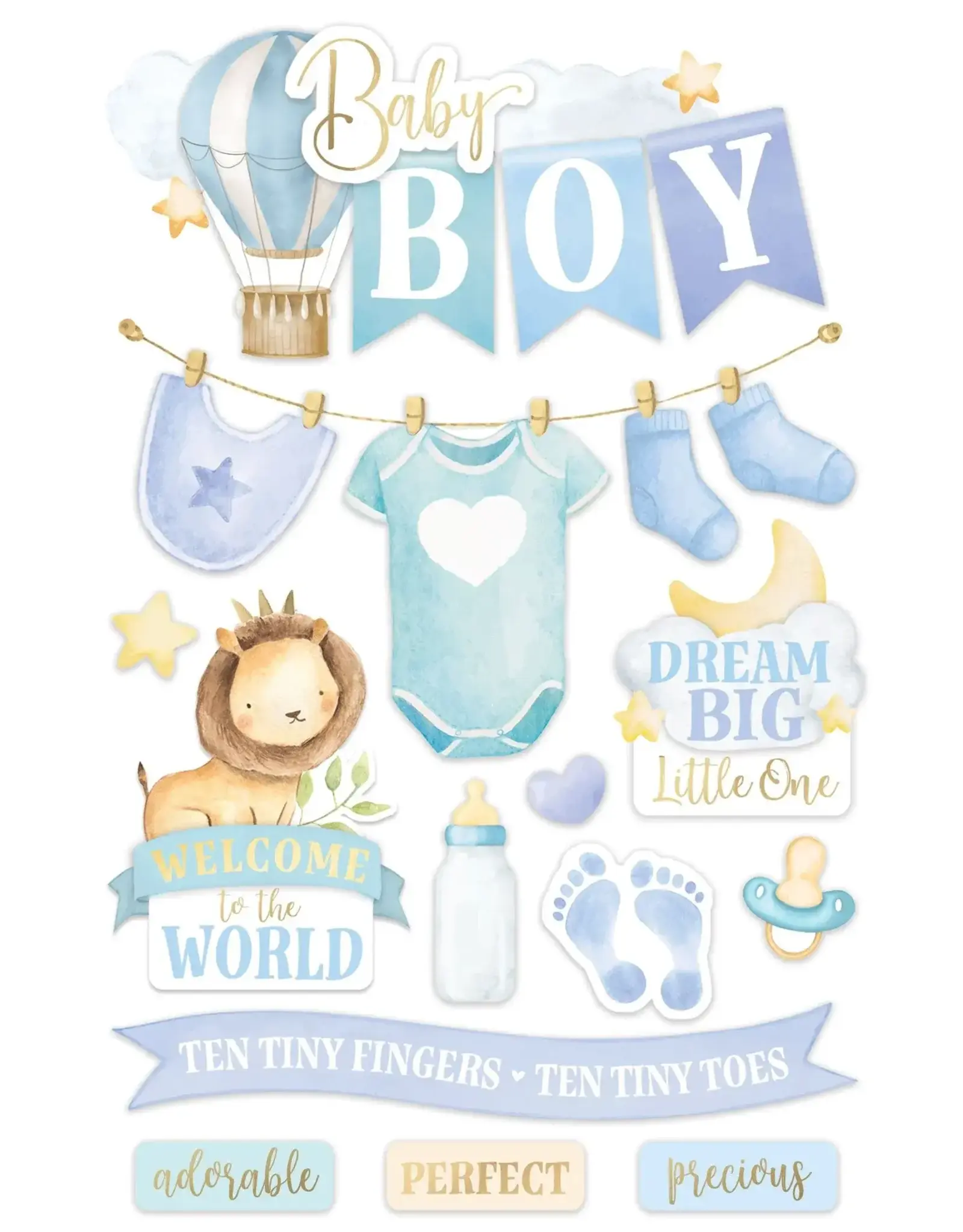 PAPER HOUSE PRODUCTIONS PAPER HOUSE BABY BOY WATERCOLOR 3D STICKERS
