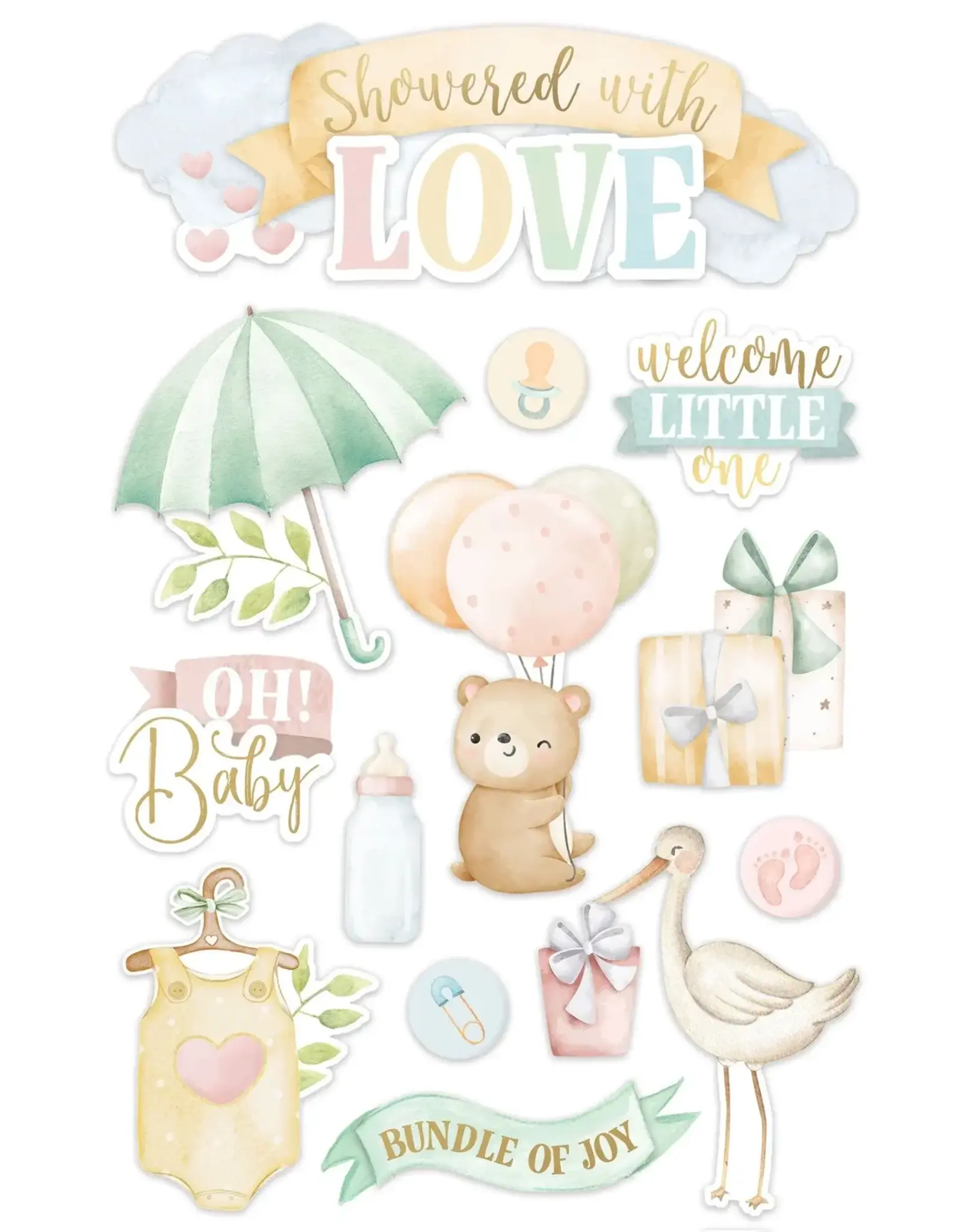 PAPER HOUSE PRODUCTIONS PAPER HOUSE SHOWERED WITH LOVE 3D STICKERS