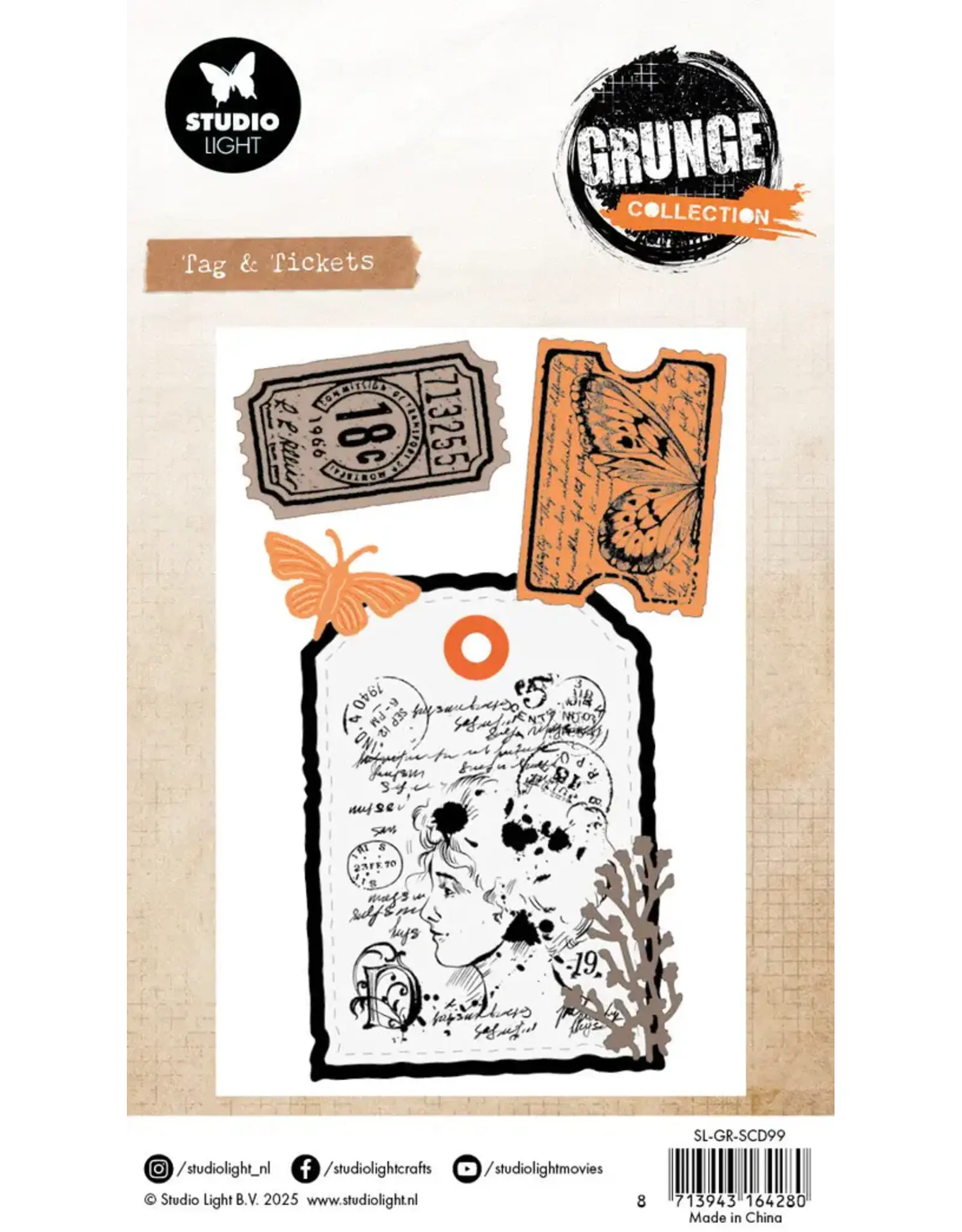 STUDIOLIGHT STUDIOLIGHT GRUNGE COLLECTION TAG & TICKETS STAMP AND CUTTING DIE SET