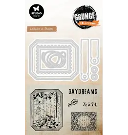 STUDIOLIGHT STUDIOLIGHT GRUNGE COLLECTION LABEL & STAMP STAMP AND CUTTING DIE SET