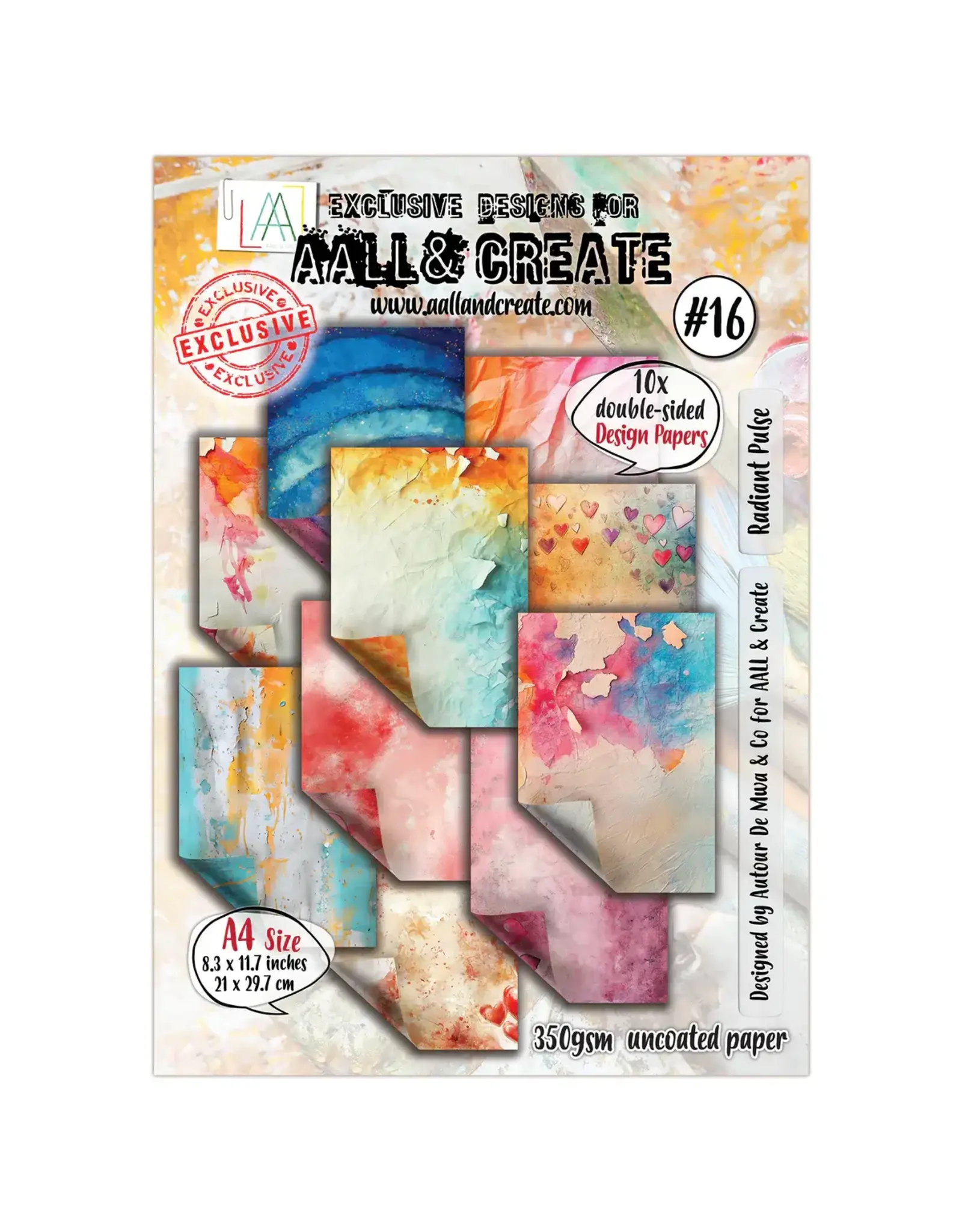 AALL & CREATE AALL & CREATE AUTOUR DE MWA & CO #16 RADIANT PULSE A4 DOUBLE-SIDED DESIGN PAPERS 10/PK