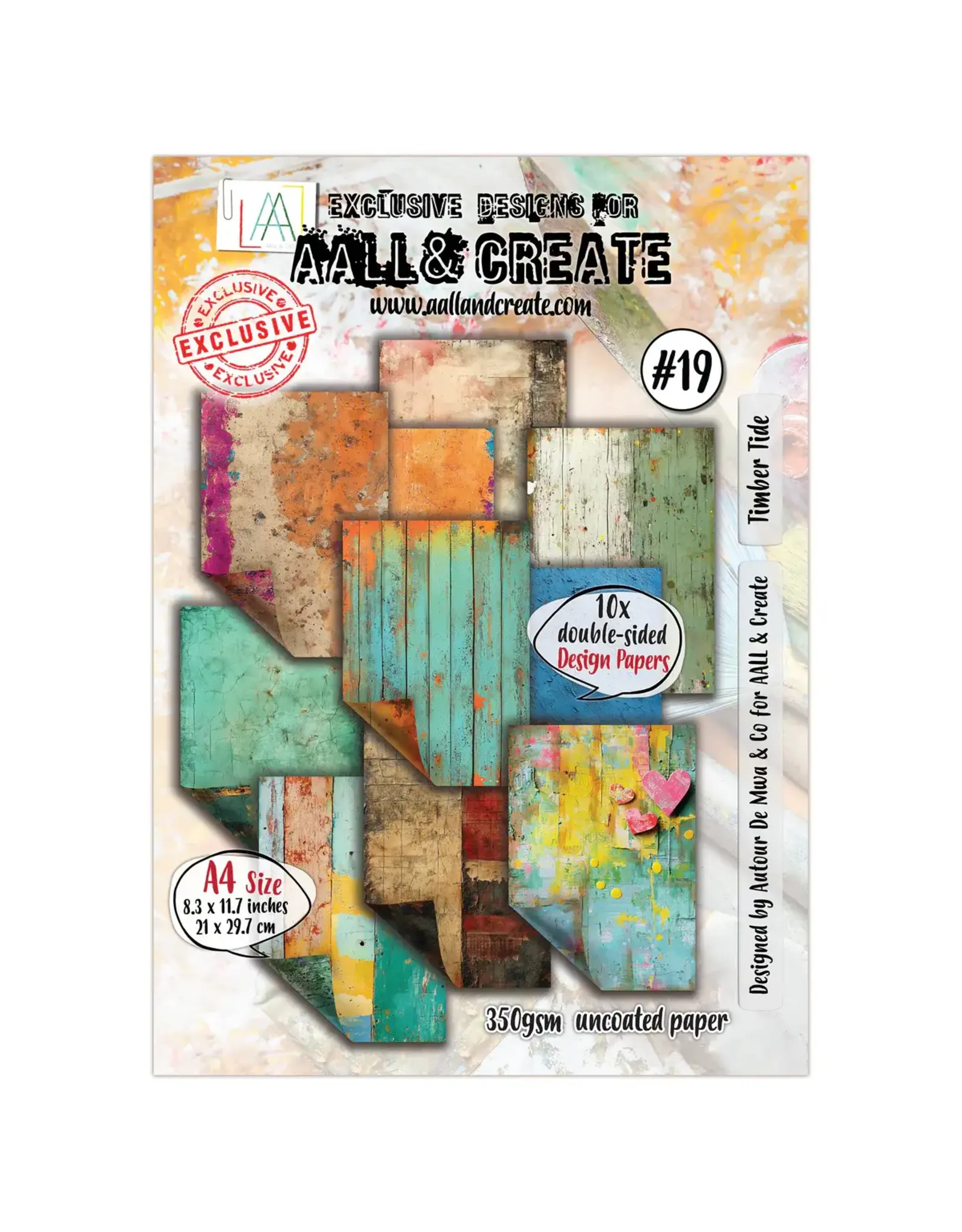 AALL & CREATE AALL & CREATE AUTOUR DE MWA & CO #19 TIMBER TIDE A4 DOUBLE-SIDED DESIGN PAPERS 10/PK