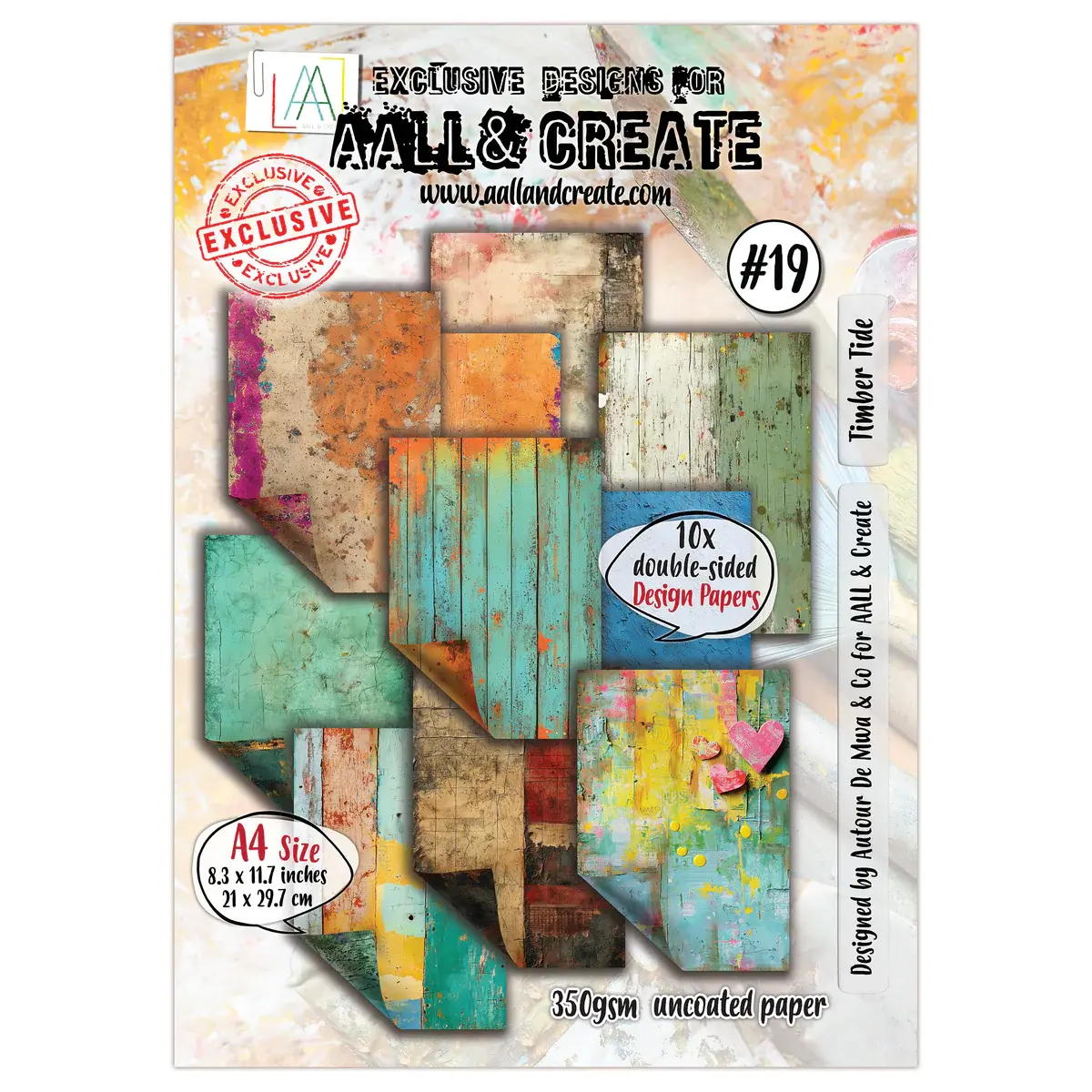 AALL & CREATE AALL & CREATE AUTOUR DE MWA & CO #19 TIMBER TIDE A4 DOUBLE-SIDED DESIGN PAPERS 10/PK