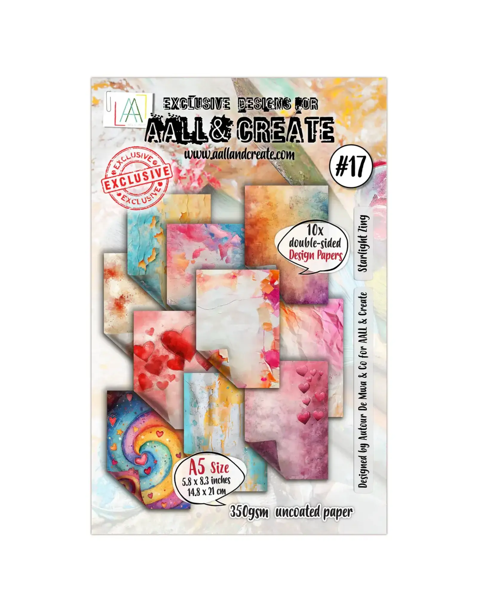 AALL & CREATE AALL & CREATE AUTOUR DE MWA & CO #17 STARLIGHT ZING A5 DOUBLE-SIDED DESIGN PAPERS 10/PK