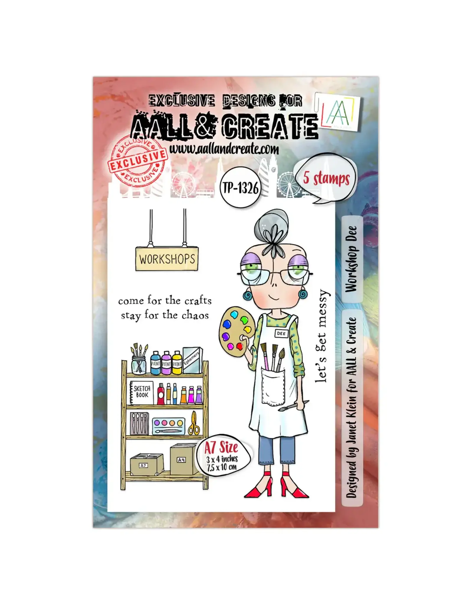 AALL & CREATE AALL & CREATE JANET KLEIN #1326 WORKSHOP DEE A7 CLEAR STAMP SET