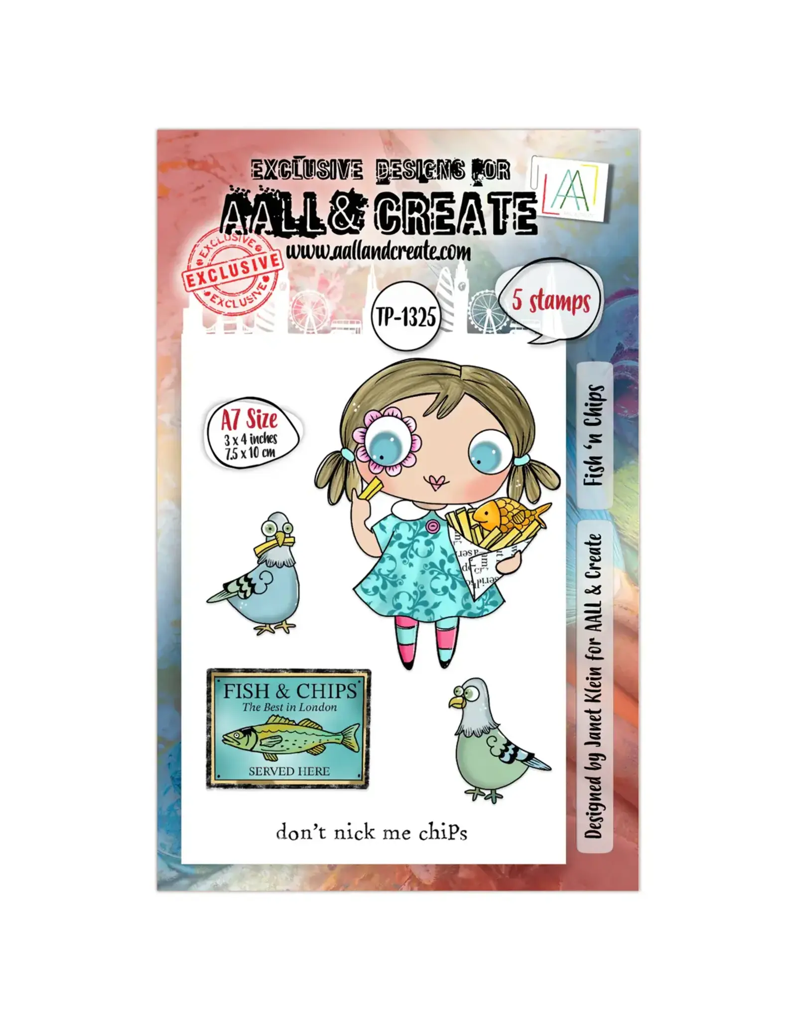 AALL & CREATE AALL & CREATE JANET KLEIN #1325 FISH 'N CHIPS A7 CLEAR STAMP SET
