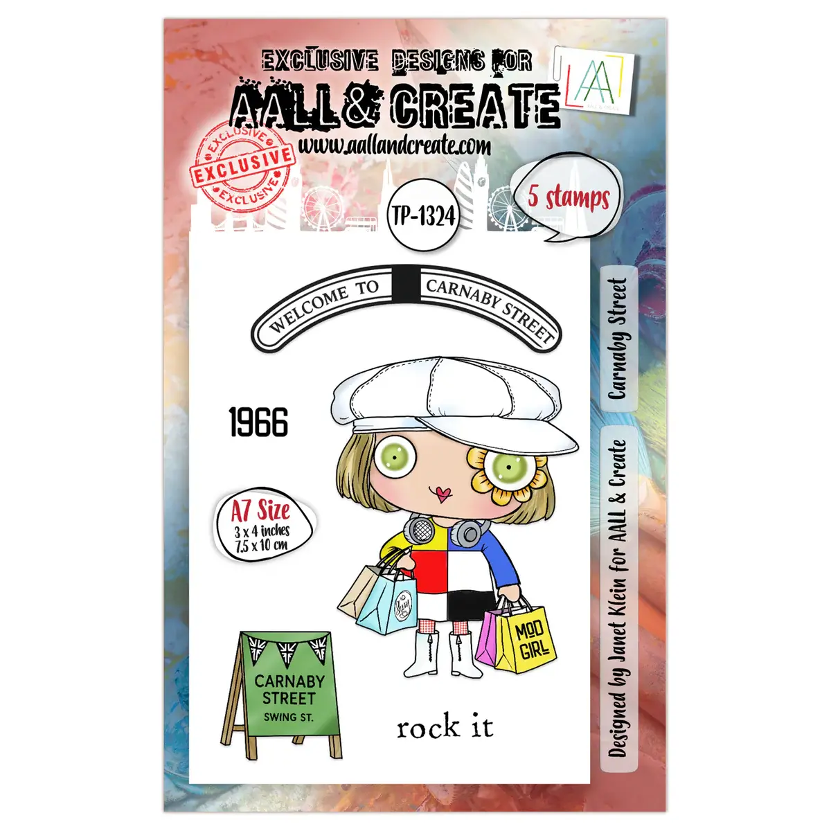 AALL & CREATE AALL & CREATE JANET KLEIN #1324 CARNABY STREET A7 CLEAR STAMP SET